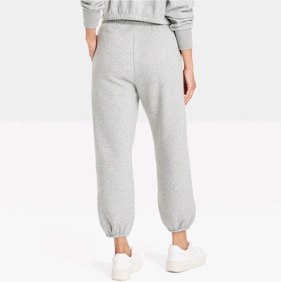 JoyLab Women's Fleece Mid Rise Cinched Jogger Pants ~ Heathered Gray - Picture 2 of 15